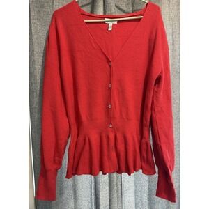 Sofia Jeans by Sofia Vergara Womens sz XL Cardigan Sweater w/ Peplum Hem Buttons